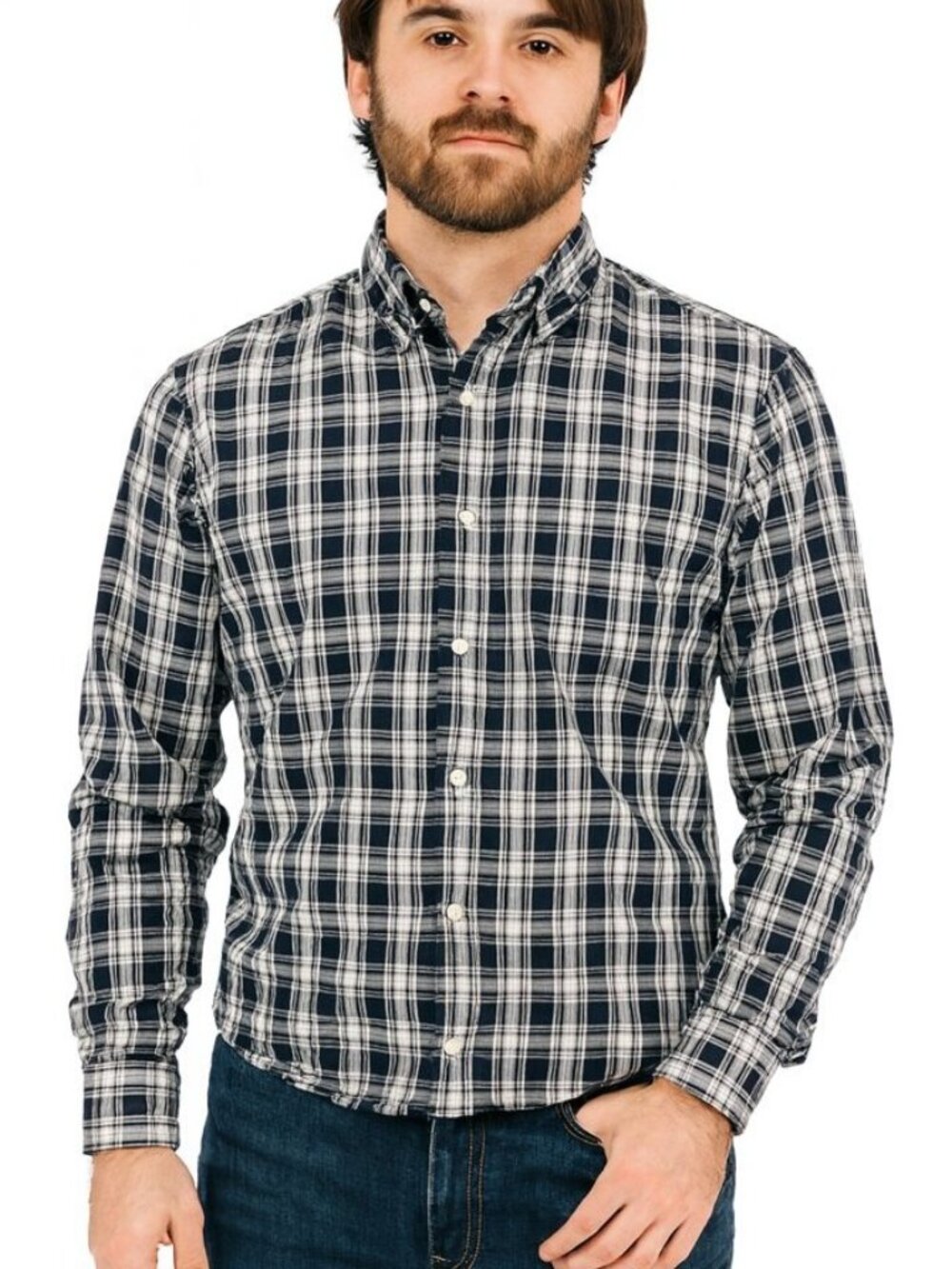 Frank & Eileen Mens Luke Shirt Black White Plaid Long Sleeve Button Down Size S